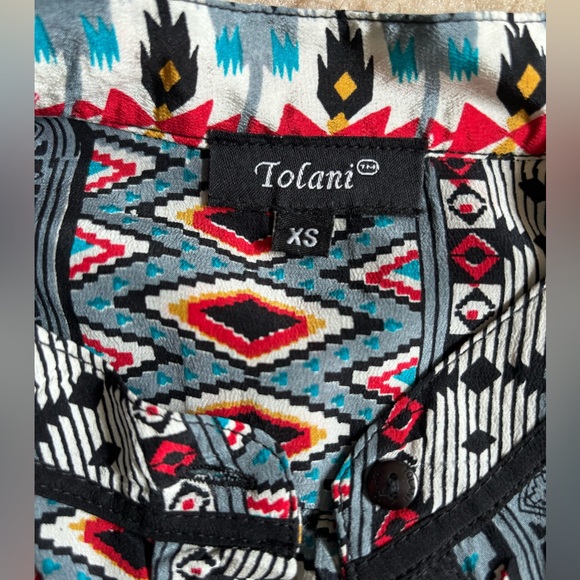 Tolani XS MULTI SILK SHIFT TUNIC DRESS. - Picture 5 of 5